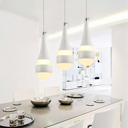 Lampada a sospensione moderna contemporanea in metallo, LED integrato, 3 luci