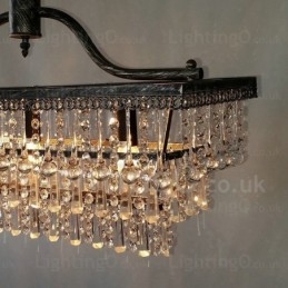 Lampadario classico in metallo e cristallo rettangolare a 3 livelli