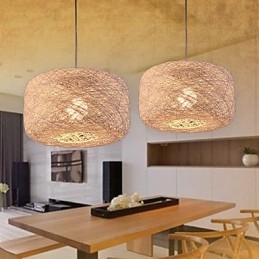 Lampadario a sospensione moderno minimalista in rattan a palline beige