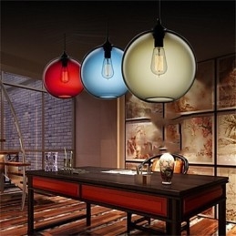 Lampada a sospensione in vetro retrò stile lanterna a testa singola
