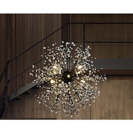 Lampadario LED industriale a stella, nero, 60 cm, 8 lampadine G4 incluse