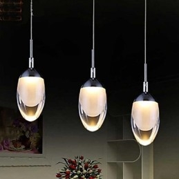 Lampada a sospensione LED moderna cromata con paralume bianco in acrilico, 1 punto luce