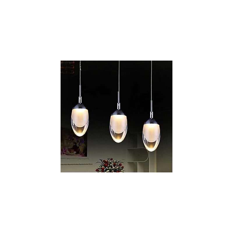 Lampada a sospensione LED moderna cromata con paralume bianco in acrilico, 1 punto luce