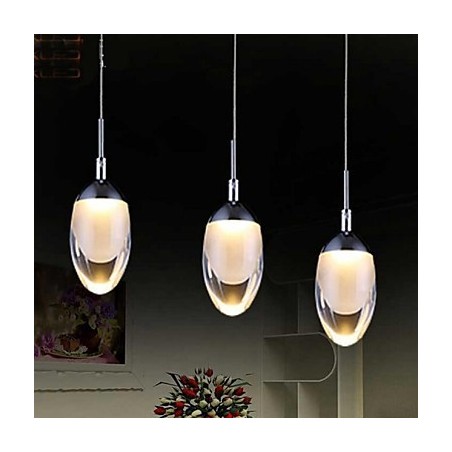 Lampada a sospensione LED moderna cromata con paralume bianco in acrilico, 1 punto luce