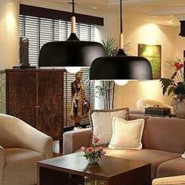 Lampada a sospensione country in metallo verniciato nero e bianco 3 luci E26/E27
