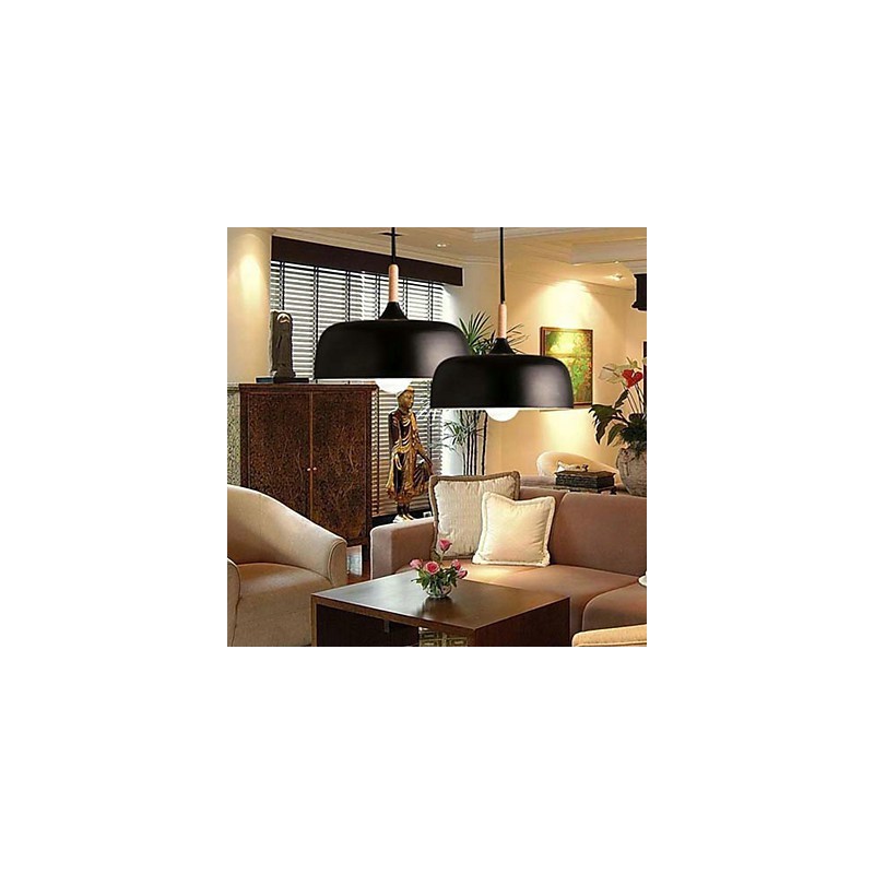 Lampada a sospensione country in metallo verniciato nero e bianco 3 luci E26/E27