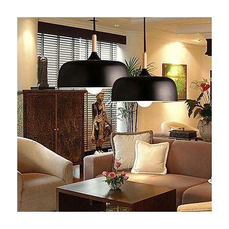 Lampada a sospensione country in metallo verniciato nero e bianco 3 luci E26/E27