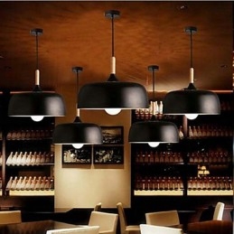 Lampada a sospensione country in metallo verniciato nero e bianco 3 luci E26/E27