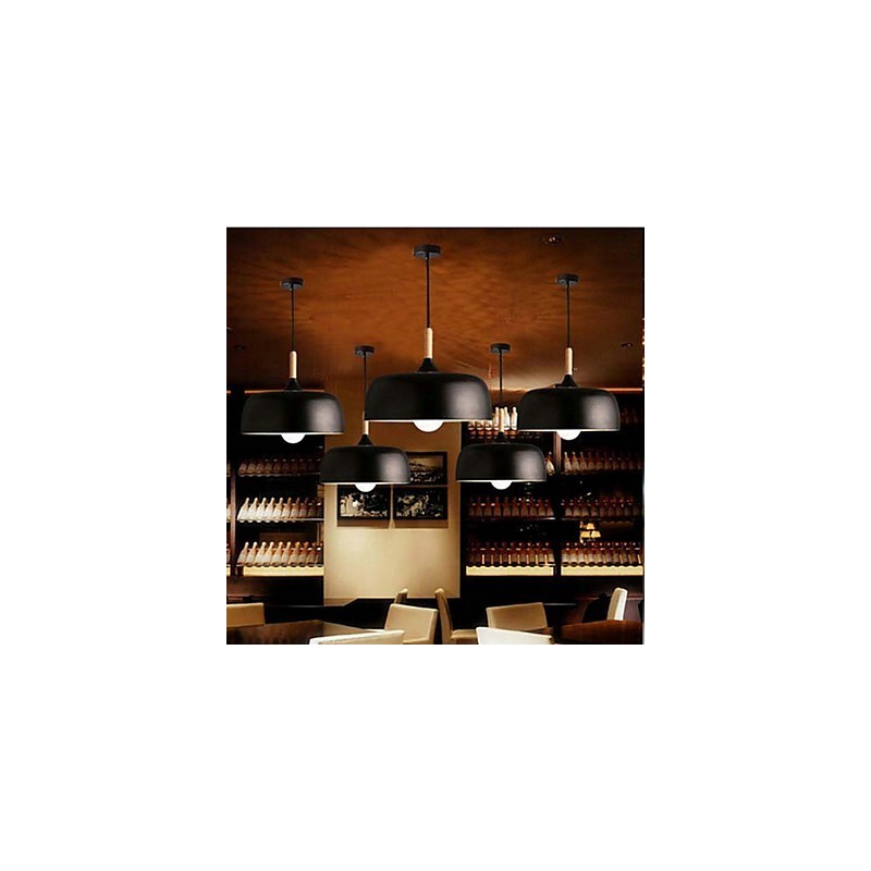 Lampada a sospensione country in metallo verniciato nero e bianco 3 luci E26/E27