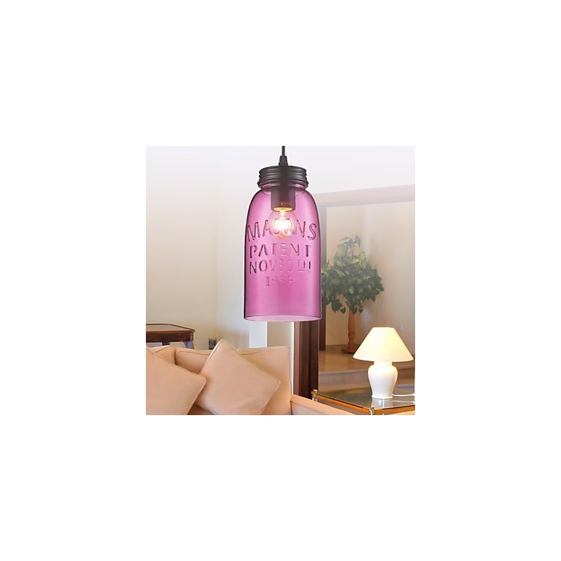 Lampada a sospensione moderna in vetro rosa con 1 luce, design a bolle trasparenti