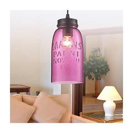 Lampada a sospensione moderna in vetro rosa con 1 luce, design a bolle trasparenti