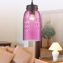 Lampada a sospensione moderna in vetro rosa con 1 luce, design a bolle trasparenti