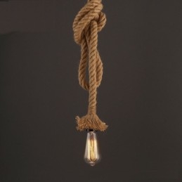 Lampada a sospensione in corda di canapa 100 cm con 1 lampadina E26/E27
