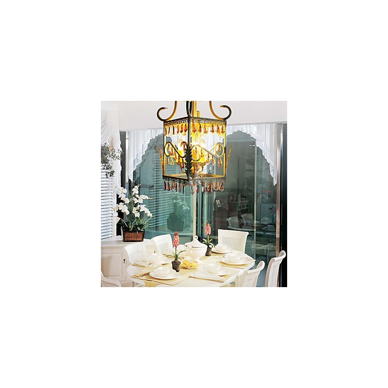 Lampadario country mini bianco con conchiglie beige, 3 luci E12/E14