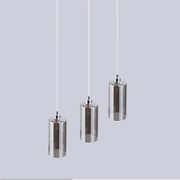 Lampada a sospensione in vetro grigio 3 luci con catena regolabile 120 cm