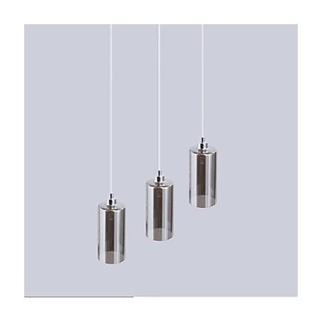 Lampada a sospensione in vetro grigio 3 luci con catena regolabile 120 cm