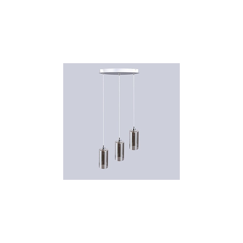 Lampada a sospensione in vetro grigio 3 luci con catena regolabile 120 cm