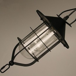 Lampada a sospensione mini retrò in metallo nero con paralumi in vetro trasparente, 3 luci E26/E27