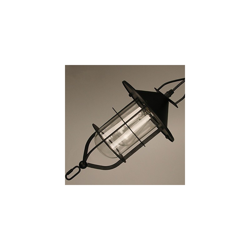 Lampada a sospensione mini retrò in metallo nero con paralumi in vetro trasparente, 3 luci E26/E27