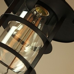 Lampada a sospensione mini retrò in metallo nero con paralumi in vetro trasparente, 3 luci E26/E27