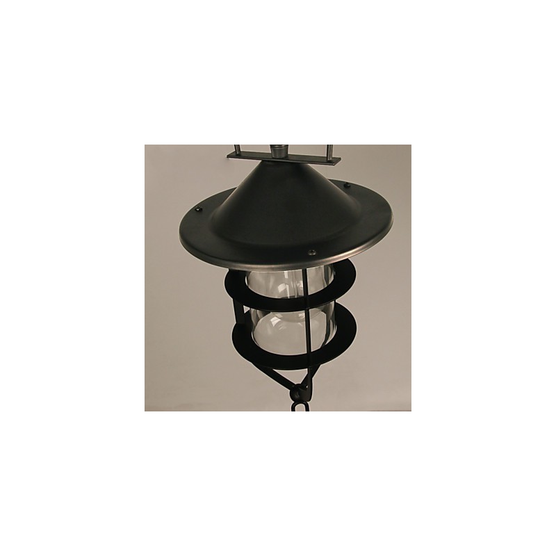 Lampada a sospensione mini retrò in metallo nero con paralumi in vetro trasparente, 3 luci E26/E27