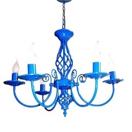 Lampadario a sospensione in metallo dipinto, stile country vintage rustico, 5 luci E12/E14
