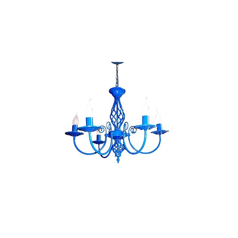 Lampadario a sospensione in metallo dipinto, stile country vintage rustico, 5 luci E12/E14
