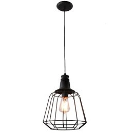 Lampada a sospensione mini rustica country retrò in metallo nero dipinto