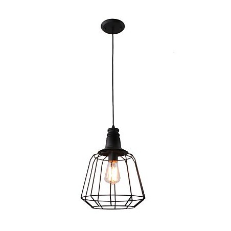 Lampada a sospensione mini rustica country retrò in metallo nero dipinto