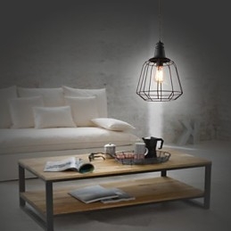 Lampada a sospensione mini rustica country retrò in metallo nero dipinto