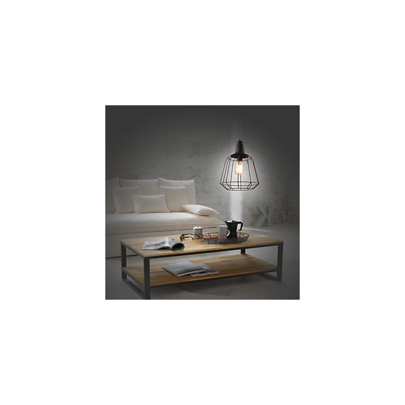 Lampada a sospensione mini rustica country retrò in metallo nero dipinto