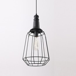 Lampada a sospensione mini rustica country retrò in metallo nero dipinto