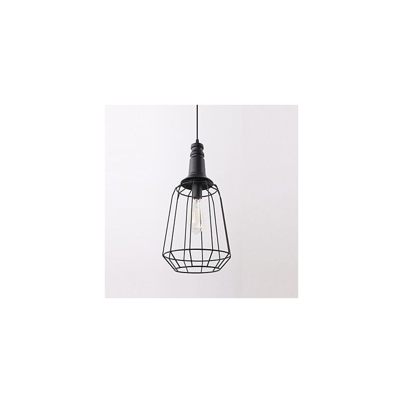 Lampada a sospensione mini rustica country retrò in metallo nero dipinto