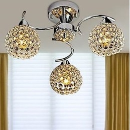 Lampadario moderno a cupola in cristallo cromato 3 luci E12/E14