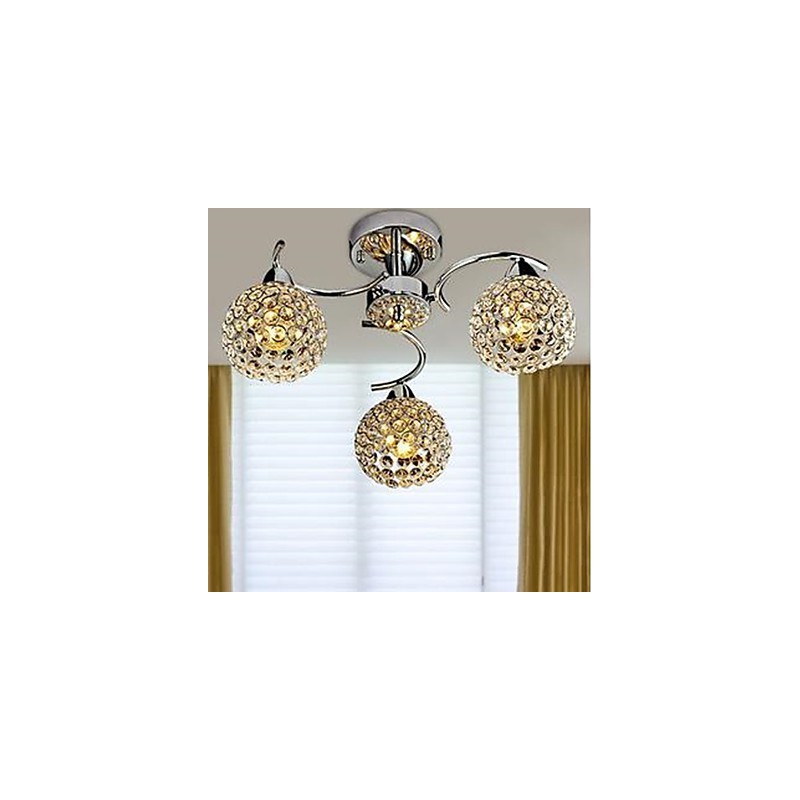 Lampadario moderno a cupola in cristallo cromato 3 luci E12/E14