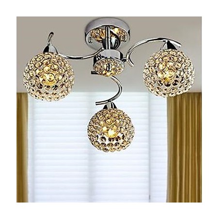 Lampadario moderno a cupola in cristallo cromato 3 luci E12/E14