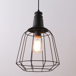 Lampada a sospensione mini rustica country retrò in metallo nero dipinto