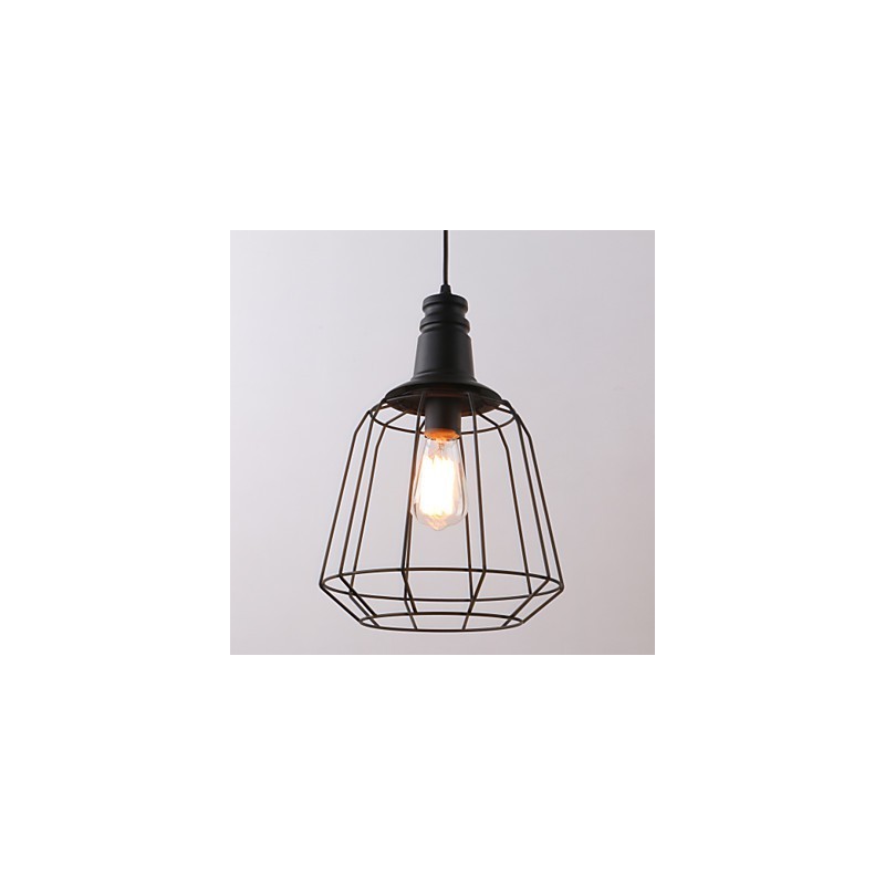 Lampada a sospensione mini rustica country retrò in metallo nero dipinto