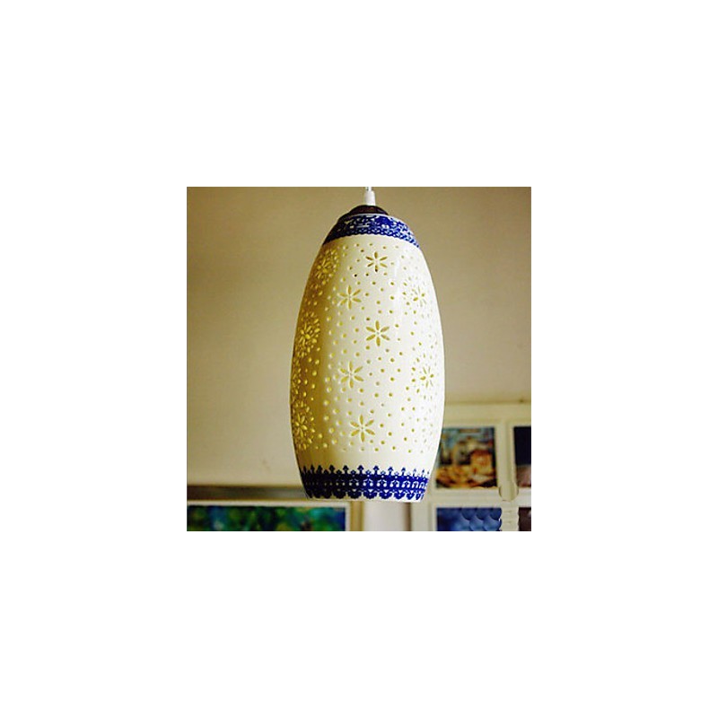 Lampada a sospensione in ceramica retrò blu a testa singola per scale