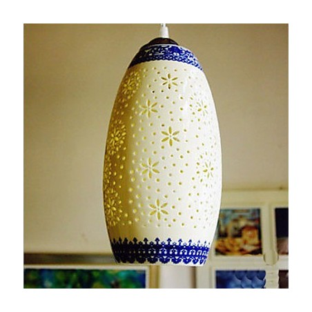 Lampada a sospensione in ceramica retrò blu a testa singola per scale