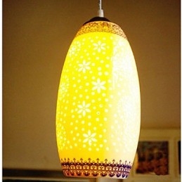 Lampada a sospensione in ceramica retrò blu a testa singola per scale