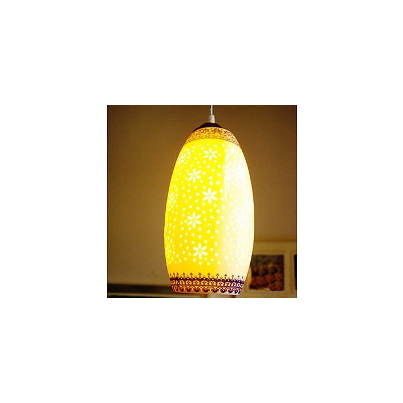 Lampada a sospensione in ceramica retrò blu a testa singola per scale