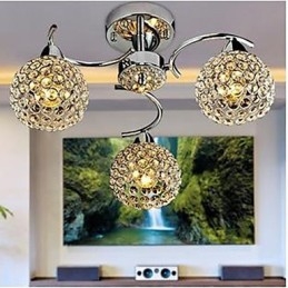 Lampadario moderno a cupola in cristallo cromato 3 luci E12/E14