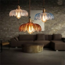 Lampadario a sospensione in vetro retrò Old Shanghai con cappuccio in rame