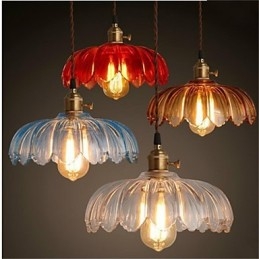 Lampadario a sospensione in vetro retrò Old Shanghai con cappuccio in rame