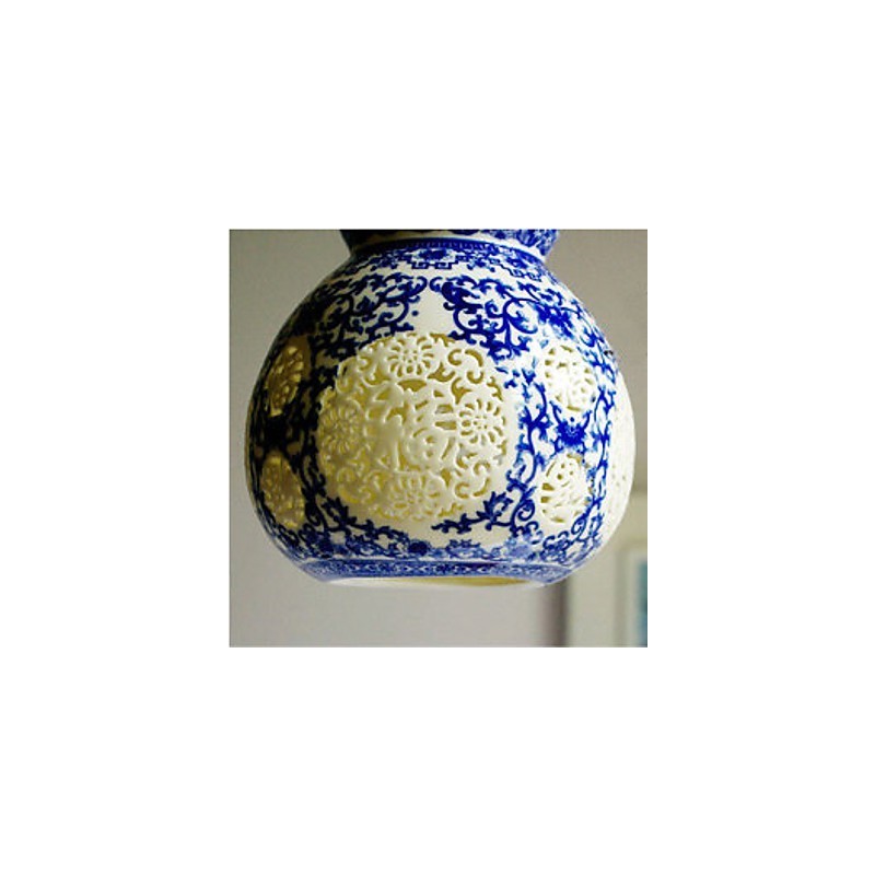 Lampada a sospensione retrò in ceramica blu a testa singola