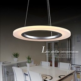 Lampadario a sospensione rotondo in acrilico lattiginoso con anello singolo