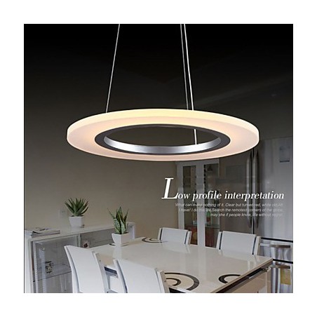 Lampadario a sospensione rotondo in acrilico lattiginoso con anello singolo