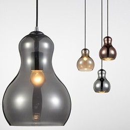 Lampada a sospensione zucca 1 luce in vetro e acciaio al carbonio