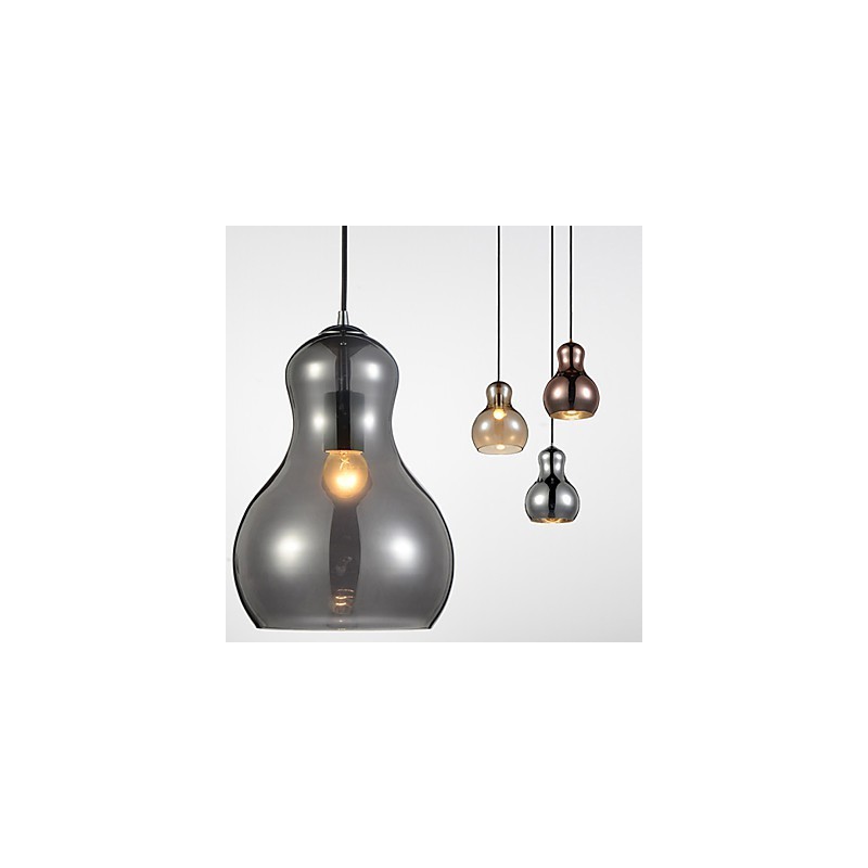 Lampada a sospensione zucca 1 luce in vetro e acciaio al carbonio